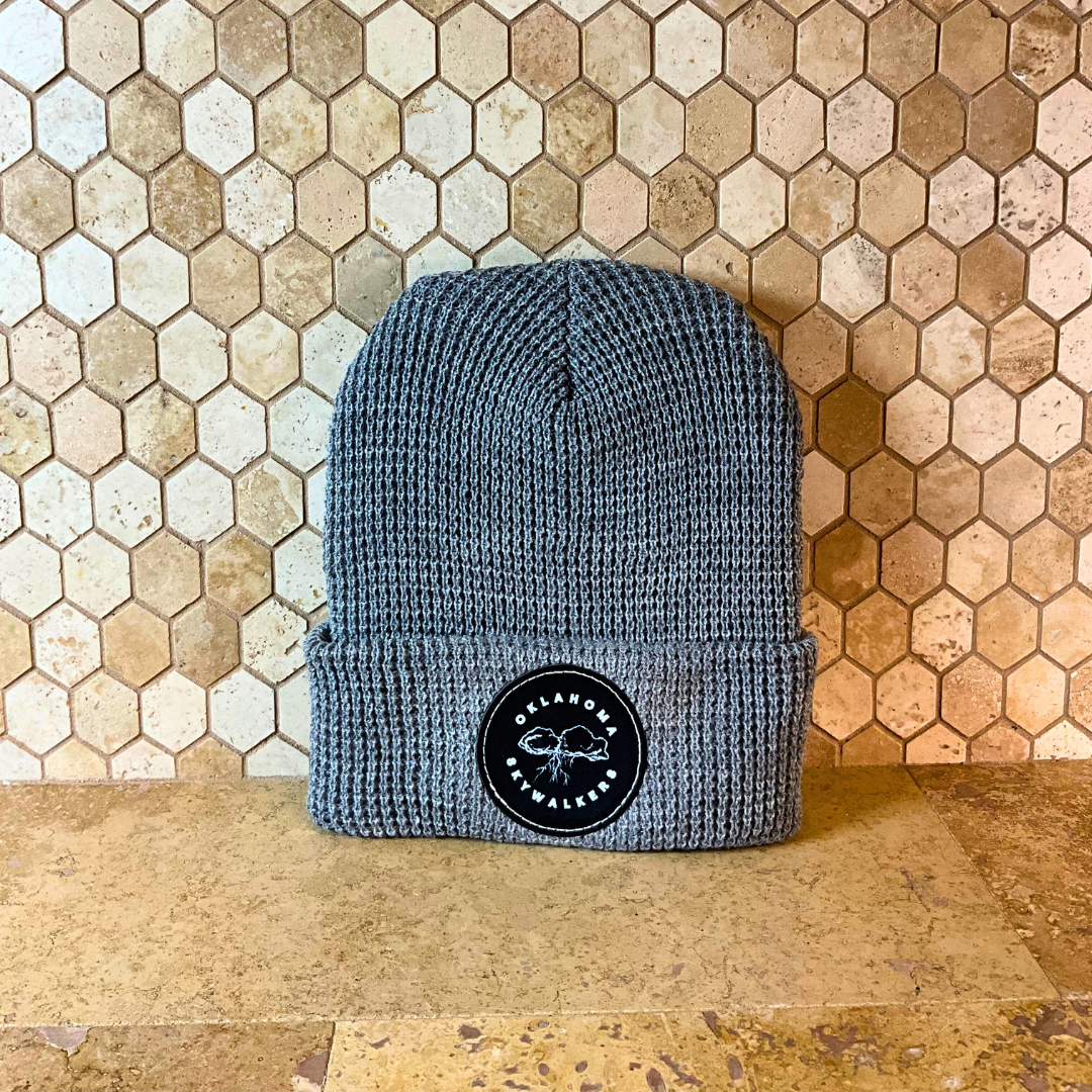 Oklahoma Skywalkers Black Leather Patch Beanie