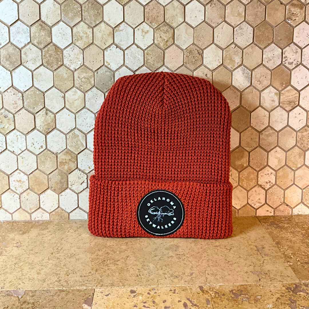 Oklahoma Skywalkers Black Leather Patch Beanie