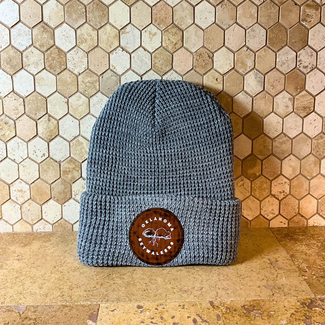 Oklahoma Skywalkers Brown Leather Patch Beanie